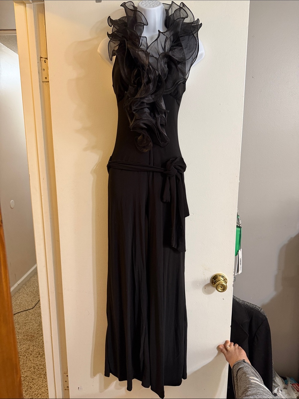 NWOT Arden B. Black Ruffle-Trim Jumpsuit
